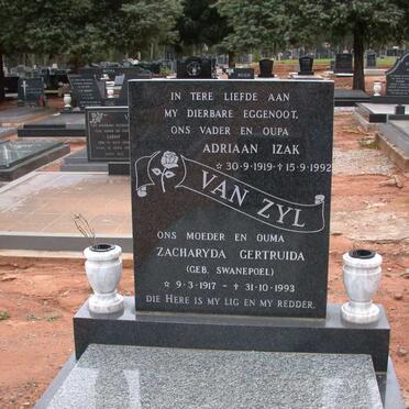 ZYL Adriaan Izak, van 1919-1992 &amp; Zacharyda Gertruida SWANEPOEL 1917-1993