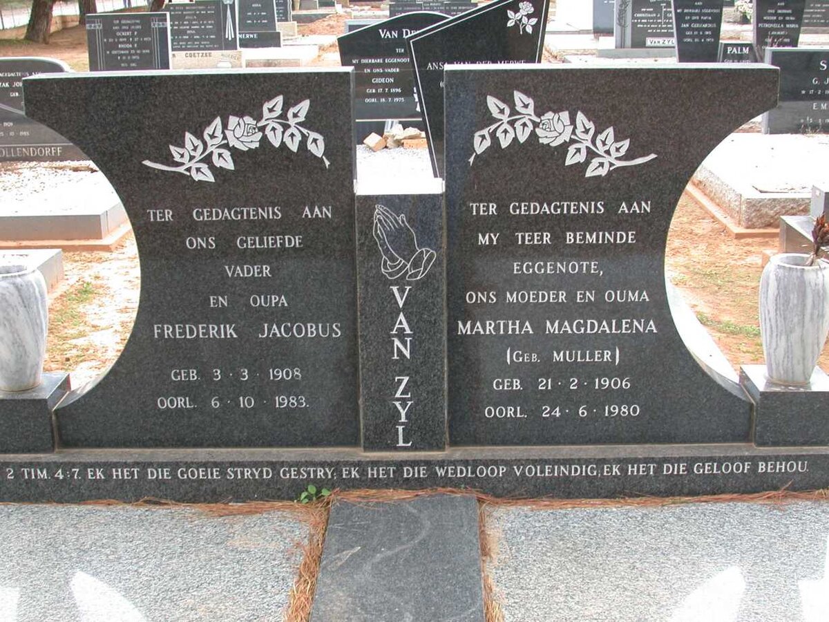 ZYL Frederik Jacobus, van 1908-1983 &amp; Martha Magdalena MULLER 1906-1980