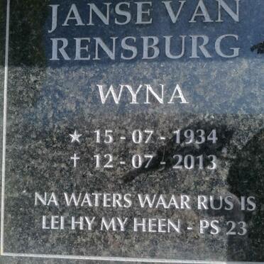 RENSBURG Wyna, Janse van 1934-2013