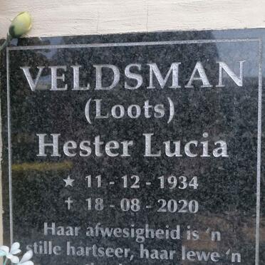 VELDSMAN Hester Lucia nee LOOTS 1934-2020