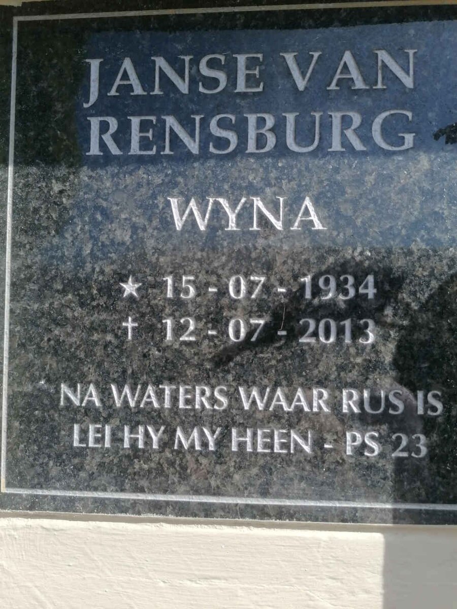 RENSBURG Wyna, Janse van 1934-2013