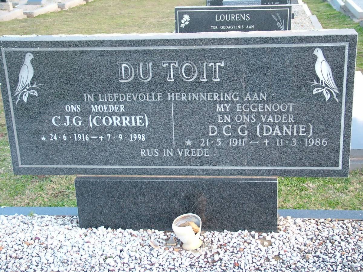 TOIT D.C.G., du 1911-1986 &amp; C.J.G. 1916-1998