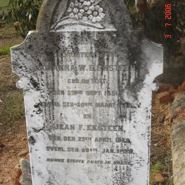 EKSTEEN Jean F. 1842-1898 &amp; Johanna W. DU TOIT 1851-???