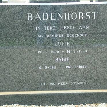 BADENHORST Jurie 1909-1970 &amp; Babie 1911-1994