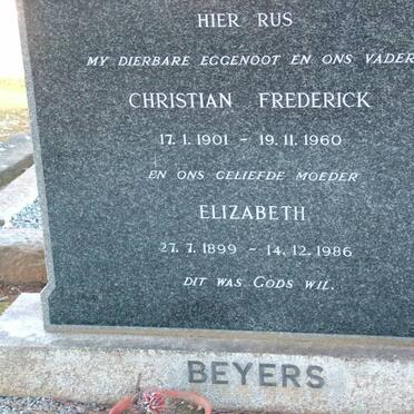 BEYERS Christian Frederick 1901-1960 &amp; Elizabeth 1899-1986