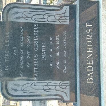 BADENHORST Mattheus Gerhardus 1906-1957