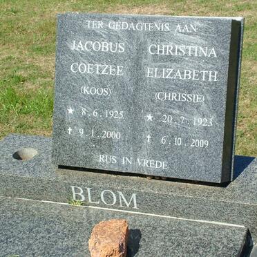 BLOM Jacobus Coetzee 1925-2000 &amp; Christina Elizabeth 1923-2009