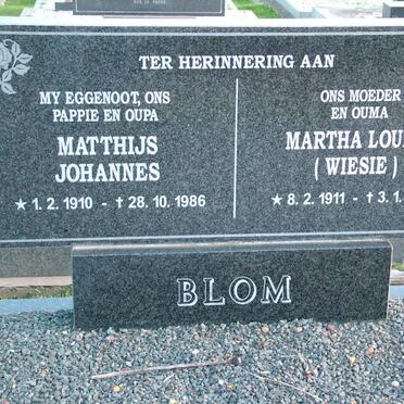 BLOM Matthijs Johannes 1910-1986 &amp; Martha Louisa 1911-2005