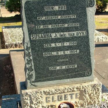 CLOETE Susanna J. nee VAN DYK 1901-1954
