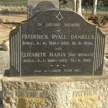 DANIELLS Frederick Ryall  1881-1956 &amp; Elizabeth Maria BOSMAN 1888-1957