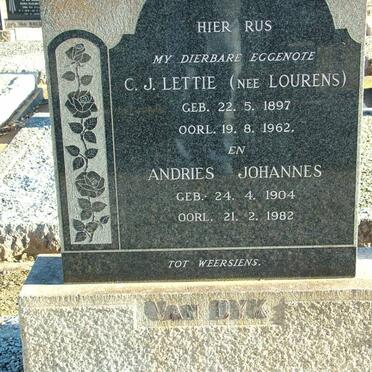 DYK Andries Johannes, van 1904-1982 &amp; C.J. Lettie LOURENS 1897-1962
