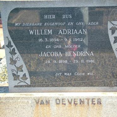 DEVENTER Willem Adriaan, van 1894-1962 &amp; Jacoba Hendrina 1898-1981