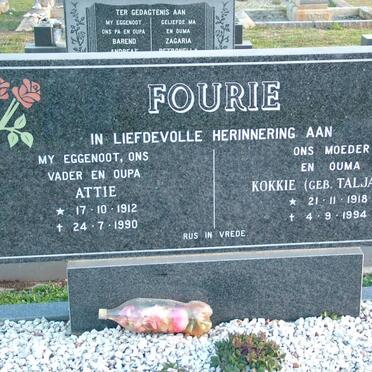 FOURIE Attie 1912-1990 &amp; Kokkie TALJAART 1918-1994