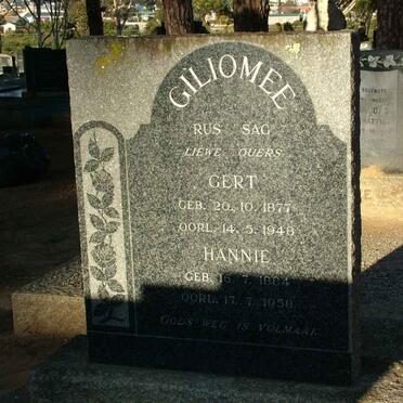 GILIOMEE Gert 1877-1948 &amp; Hannie 1884-1958