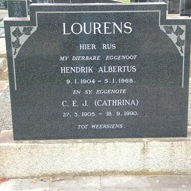 LOURENS Hendrik Albertus 1904-1968 &amp; C.E.J. 1905-1990