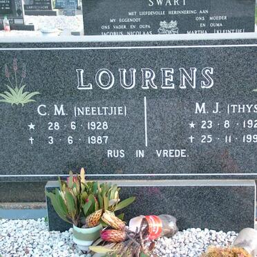 LOURENS M.J. 1923-1998 &amp; C.M. 1928-1987