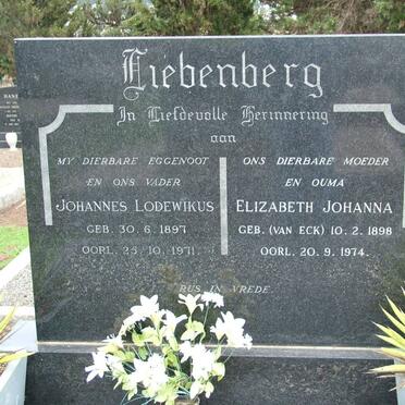 LIEBENBERG Johannes Lodewikus 1897-1971 &amp; Elizabeth Johanna VAN ECK 1898-1974