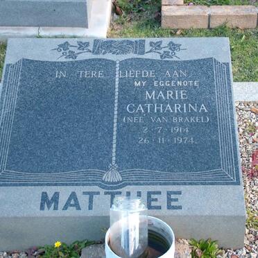 MATTHEE Marie Catharina nee VAN BRAKEL 1914-1974
