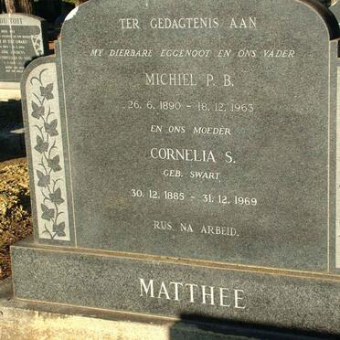 MATTHEE Michiel P.B. 1890-1963 &amp; Cornelia S. SWART 1885-1969