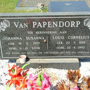 PAPENDORP Louis Cornelius, van 1919-1992 &amp; Johanna Susanna 1922-2006