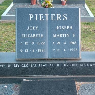 PIETERS Joseph Martin F. 1918-1998 &amp; Joey Elizabeth 1922-1991