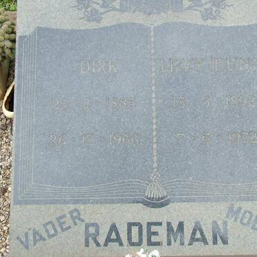 RADEMAN Dirk 1885-1966 &amp; Lizzy DUNN 1892-1972