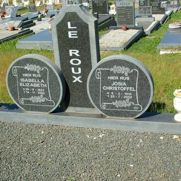 ROUX Josia Christoffel, le 1919-2002 &amp; Isabella Elizabeth 1923-2002