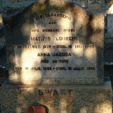 SWART Mathys Lourens 1879-1942 &amp; Anna Jacoba DU TOIT 1883-1950