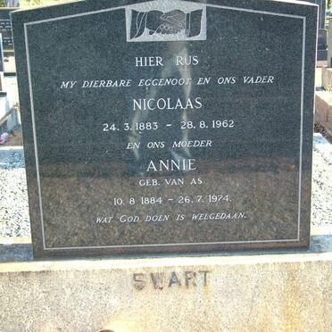 SWART Nicolaas 1883-1962 &amp; Annie VAN AS 1884-1974