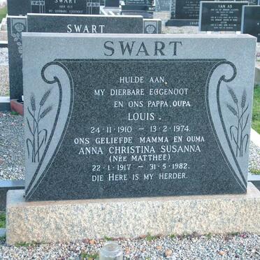 SWART Louis 1910-1974 &amp; Anna Christina Susanna MATTHEE 1917-1982