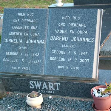SWART Barend Johannes 1942-2007 &amp; Cornelia Johanna 1942-1991