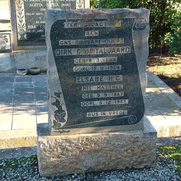 TALJAARD Dirk C.J. 185?-1954 &amp; Elsabe H.G. MATTHEE 1867-1953