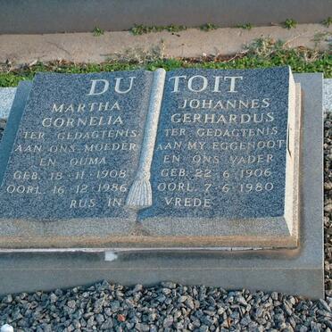 TOIT Johannes Gerhardus, du 1906-1980 &amp; Martha Cornelia 1908-1986