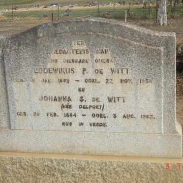WITT Lodewikus P., de 1883-1954 &amp; Johanna S. DELPORT 1884-1963