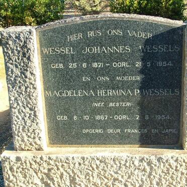 WESSELS Wessel Johannes 1871-1954 &amp; Magdelena Hermina P. BESTER 1867-1954