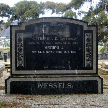WESSELS Matthys J. 1892-1960 &amp; Catherina E. BOSMAN 1901-1956