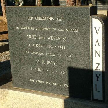 ZYL A.P., van 1896-1976 &amp; Anné WESSELS 1900-1964