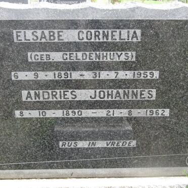? Andries Johannes 1890-1962 &amp; Elsabe Cornelia GELDENHUYS 1891-1959