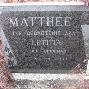 MATTHEE Letitia nee BINDEMAN