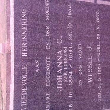 KOCK Wessel J., de 1887-1970 &amp; Johanna C. LOURENS 1894-1955
