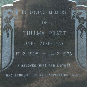 PRATT Thelma nee ALBERTYN 1905-1976