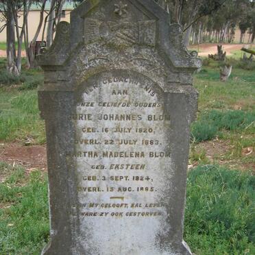 BLOM Jurie Johannes 1820-1883 &amp; Martha Madelena EKSTEEN 1824-1885