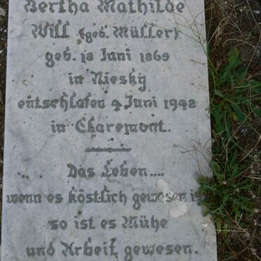 WILL Bertha Matilde nee MULLER 1865-1942