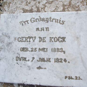 KOCK Gerty, de 1889-1924