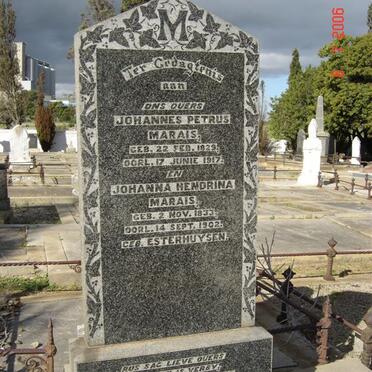 MARAIS Johannes Petrus 1829-1917 &amp; Johanna Hendrina ESTERHUYSEN 1833-1902