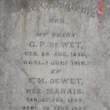 WET G.P., de &amp; S.M. MARAIS 1859-1925