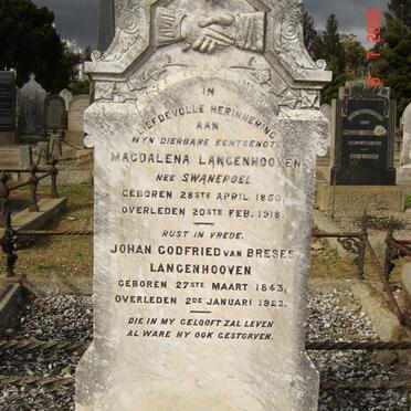 LANGENHOVEN  Johan Godfried van Breses1843-1923 &amp;  Magdalena SWANEPOEL 1850-1918