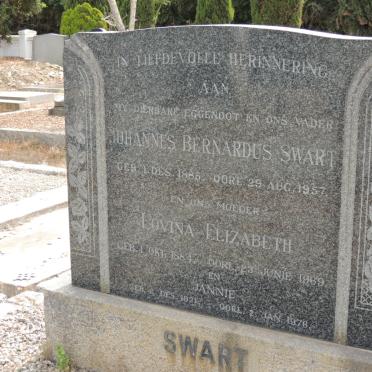 SWART Johannes Bernardus 1885-1957 &amp; Lovina Elizabeth 1884-1969 :: SWART Jannie 1921-1976