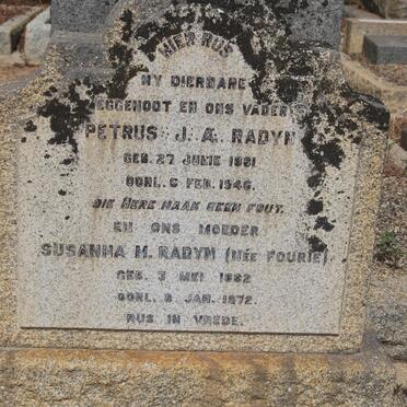 RADYN Petrus J.A. 1881-1946 &amp; Susanna M. FOURIE 1882-1972