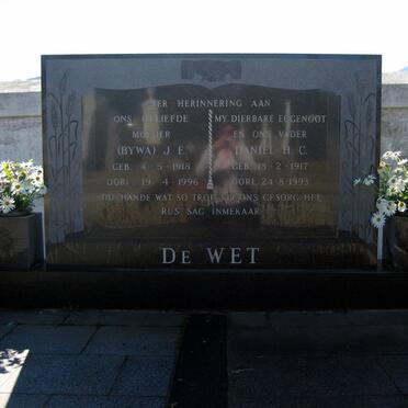 WET Daniel H.C., de 1917-1993 &amp; J.E. 1918-1996